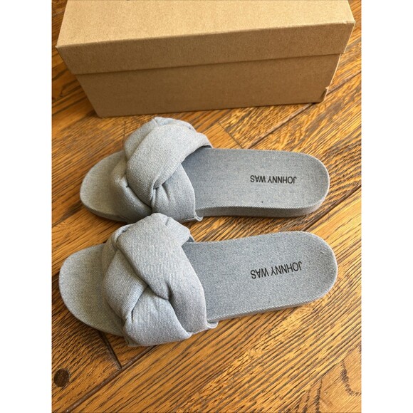 NEW $198 Johnny Was Ojai Sandal Size 10 Women's Blue Denim Slide Sandal - Picture 6 of 9